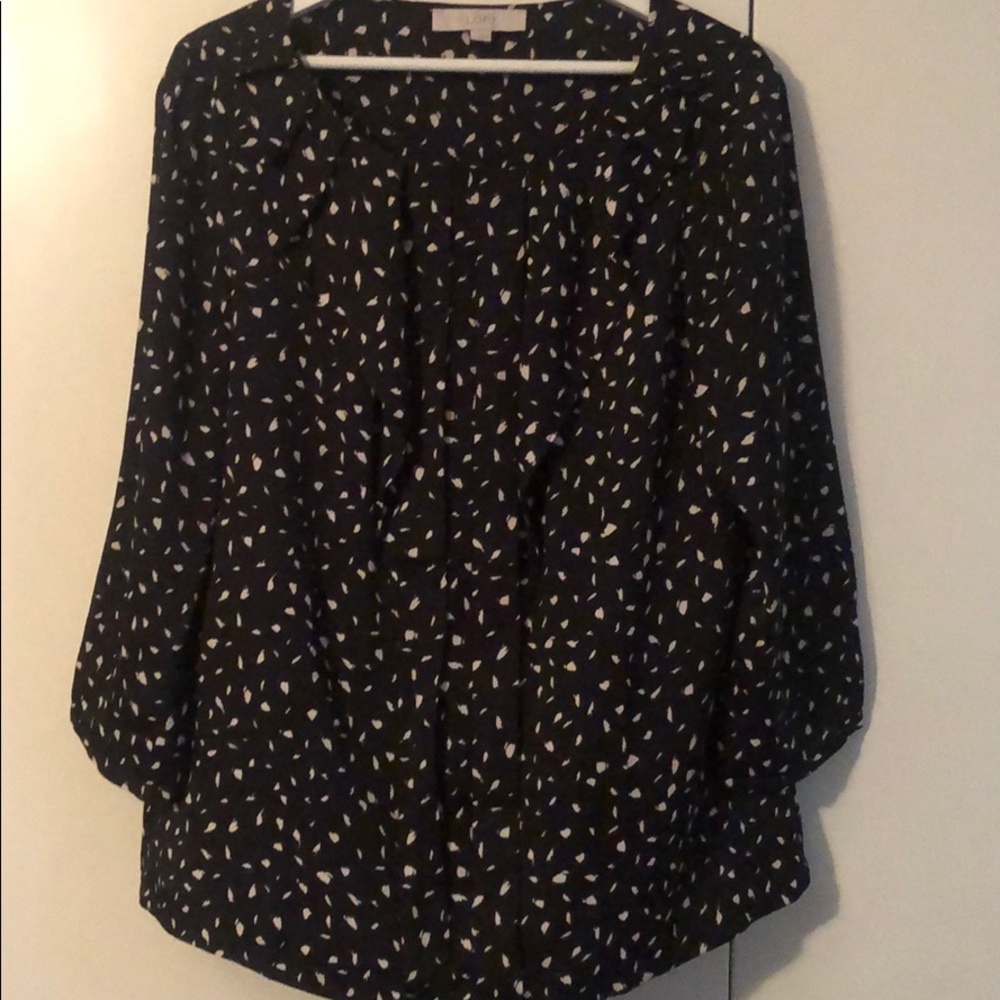 Black & Cream Printed Ruffled Loft Blouse
